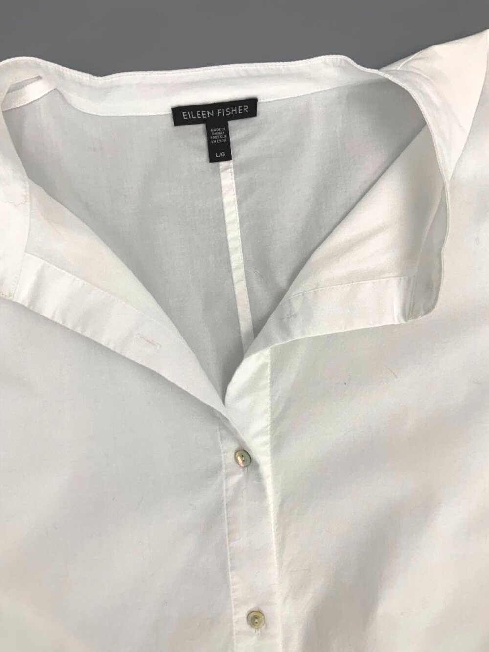Eileen Fisher White Poplin Long Sleeve Tunic Shirt Button Up  Sz L - Picture 5 of 16